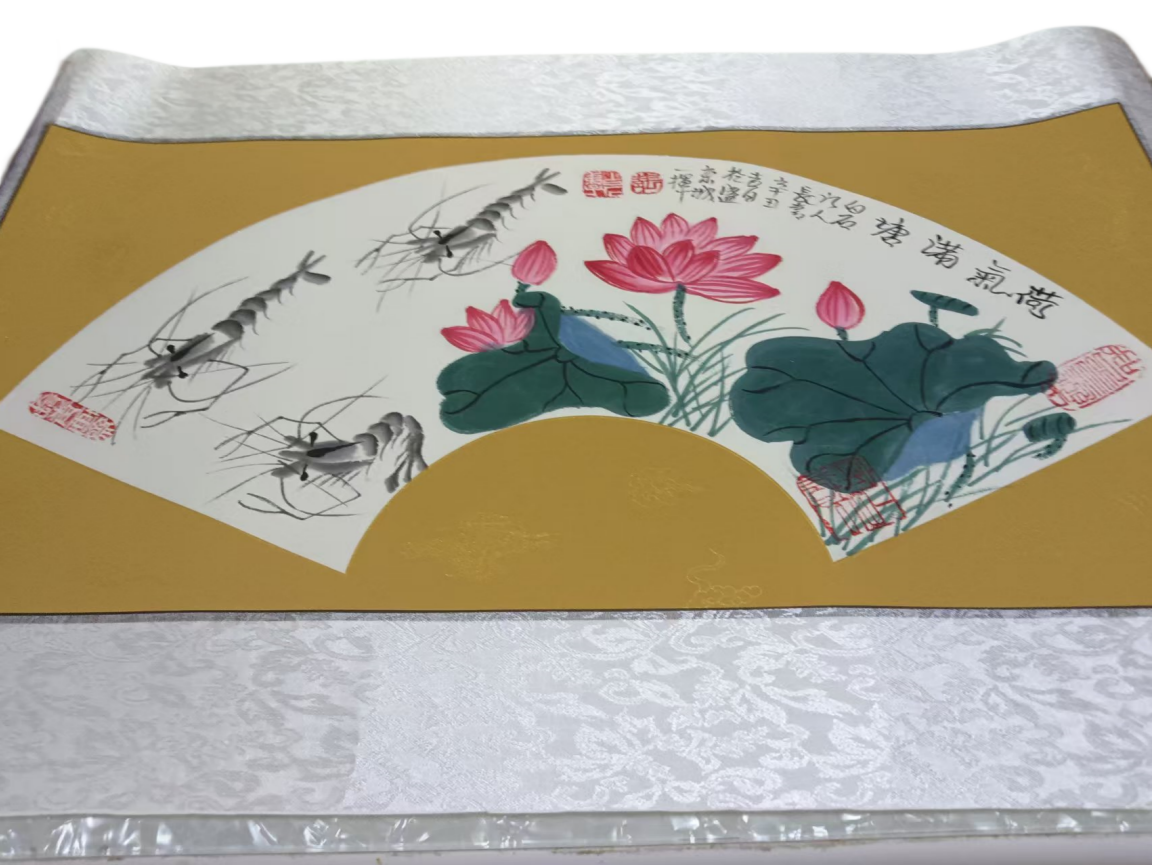 董长青 《荷气满塘》扇面国画AD2085