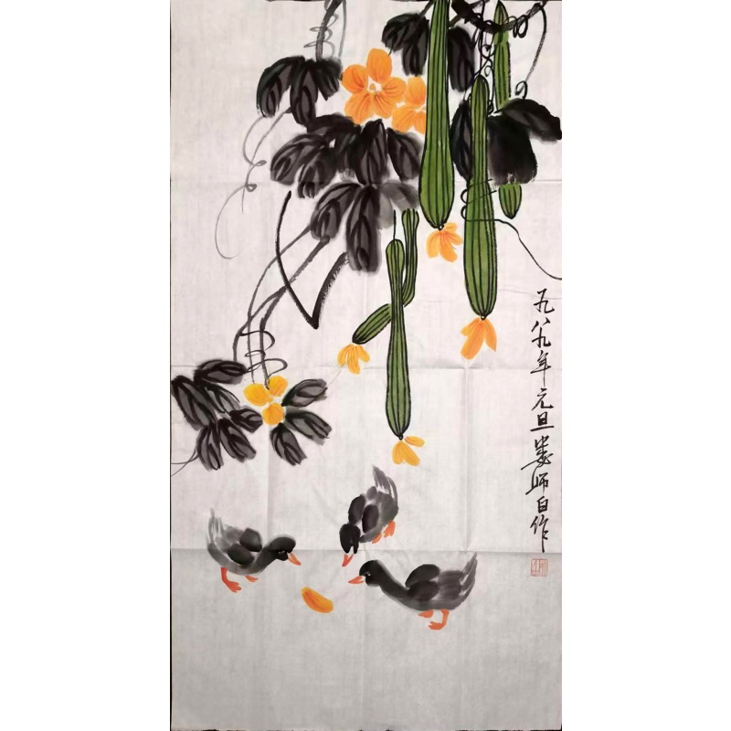 丝瓜雏鸭图AB2944