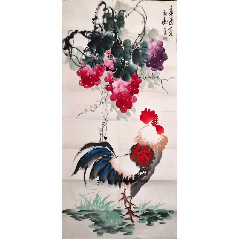 雄鸡葡萄图AB2945