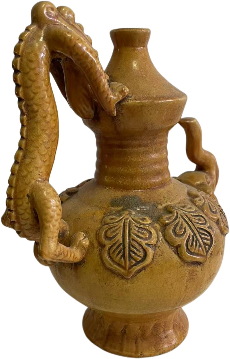 重錦焼 黄釉 赤龍文 水注 时代物 共箱 中国 古美術 收藏品 黄釉龙柄象首执壶AB2963 - 拍卖联盟