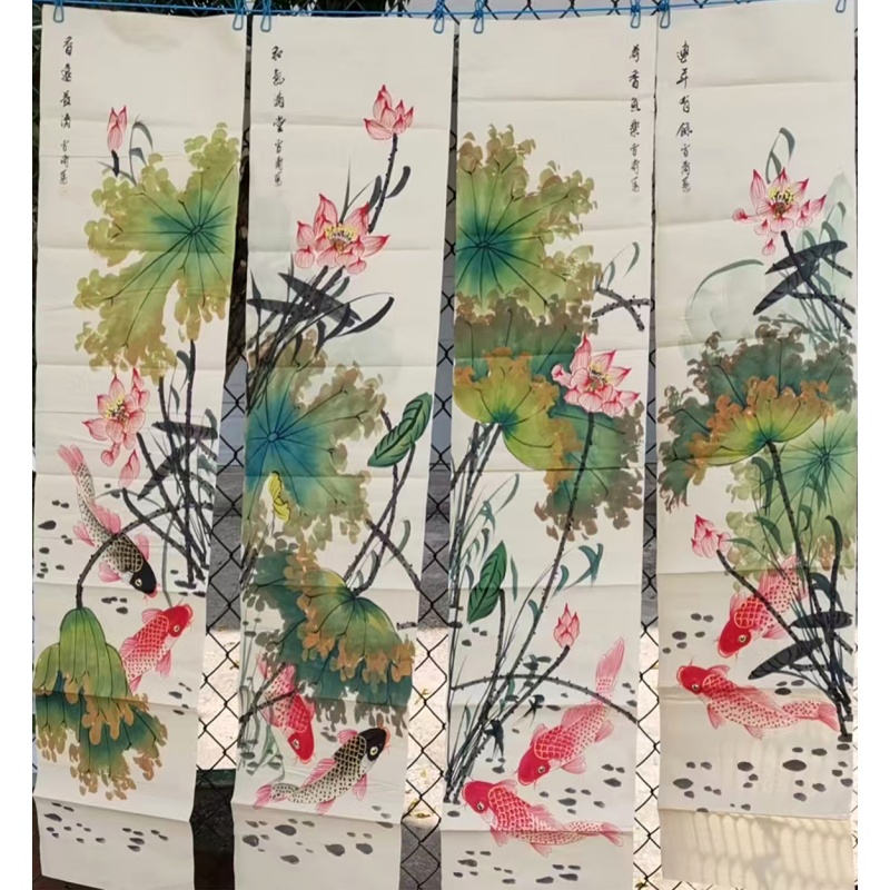 荷花鲤鱼四条屏AB2999
