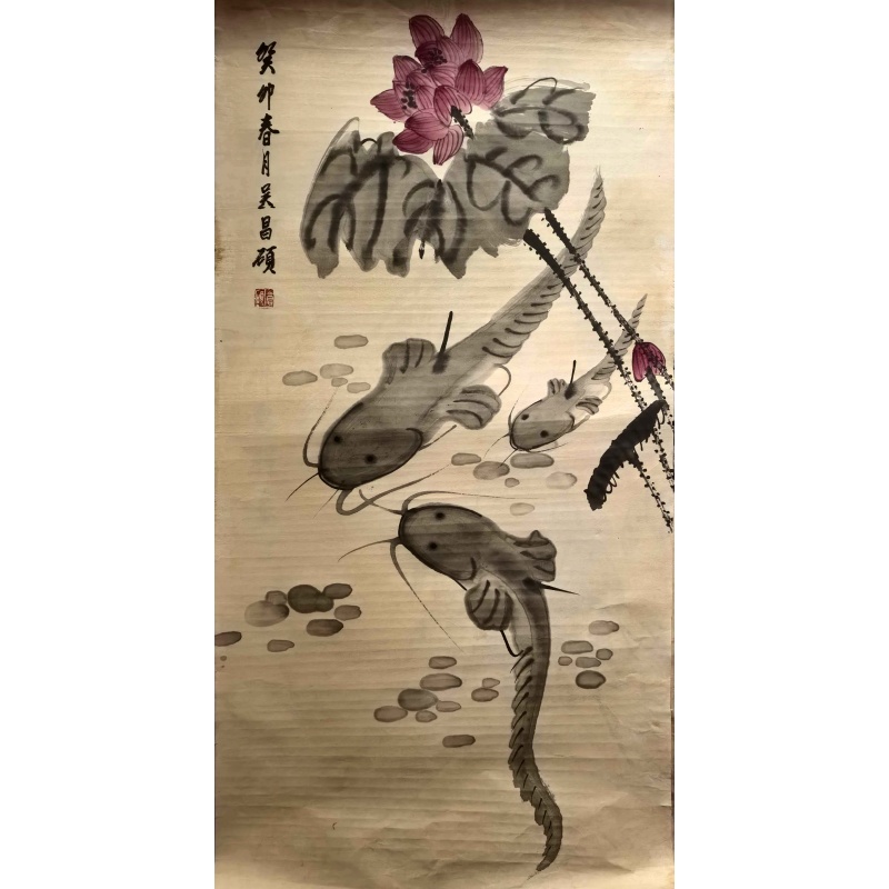荷花鱼图AE1074