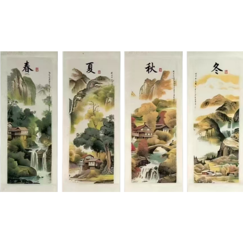 宫绣春夏秋冬四条屏AB01921