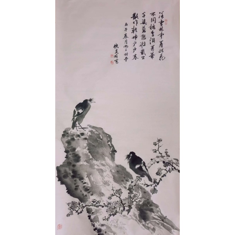 梅石双禽图AG1376