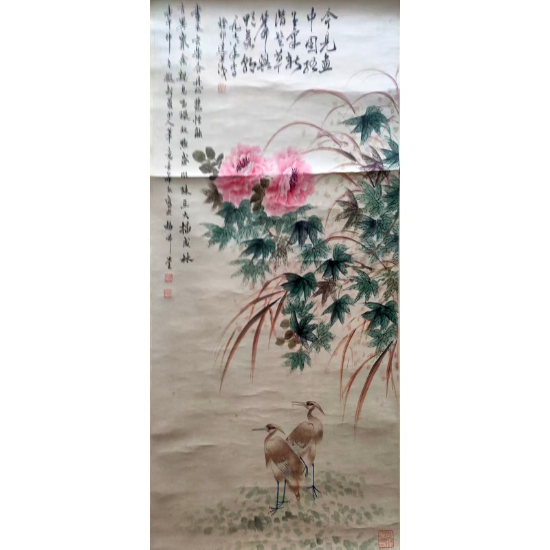 牡丹双鹭花鸟国画AK1193