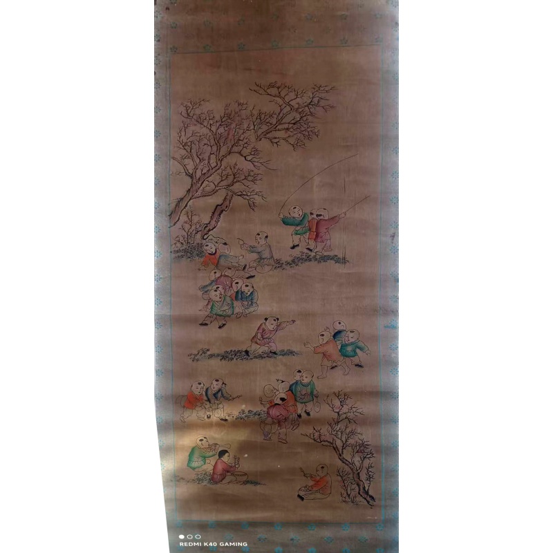 唐寅《百子图四条屏》AD7394