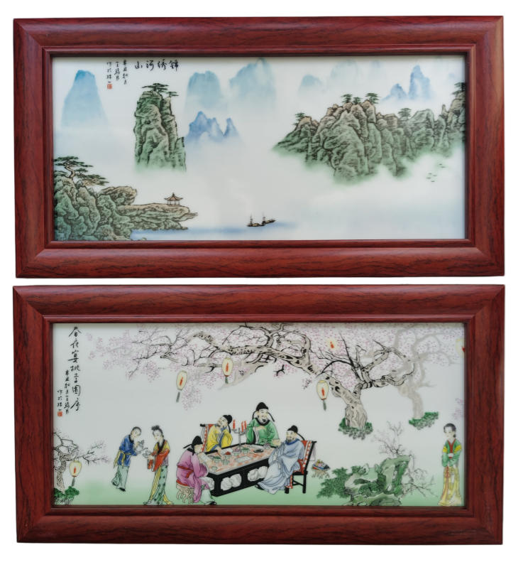 王锡良《绝代双骄瓷板画》一对AD7431
