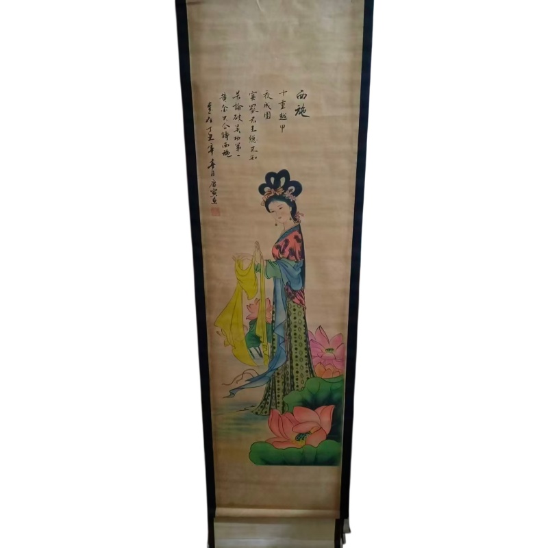 唐寅款西施仕女立轴画AE1405