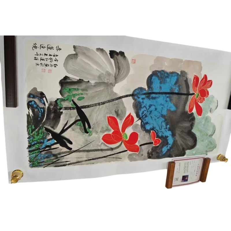 蒋红兵《赤莲逸境》（张大千亲传弟子）AD7743