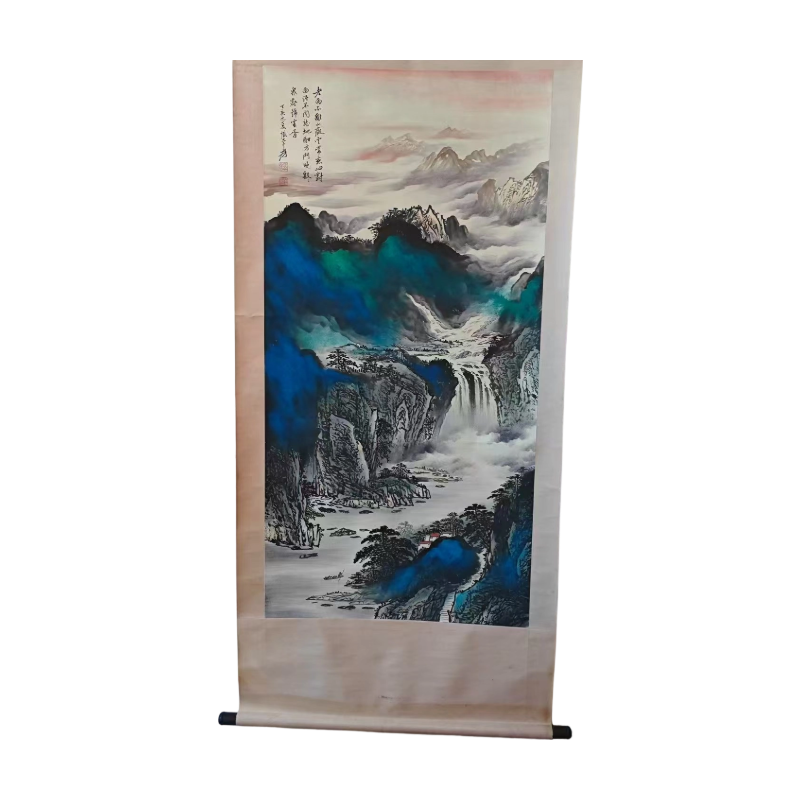张大千&mdash;泼彩山水立轴AD7695