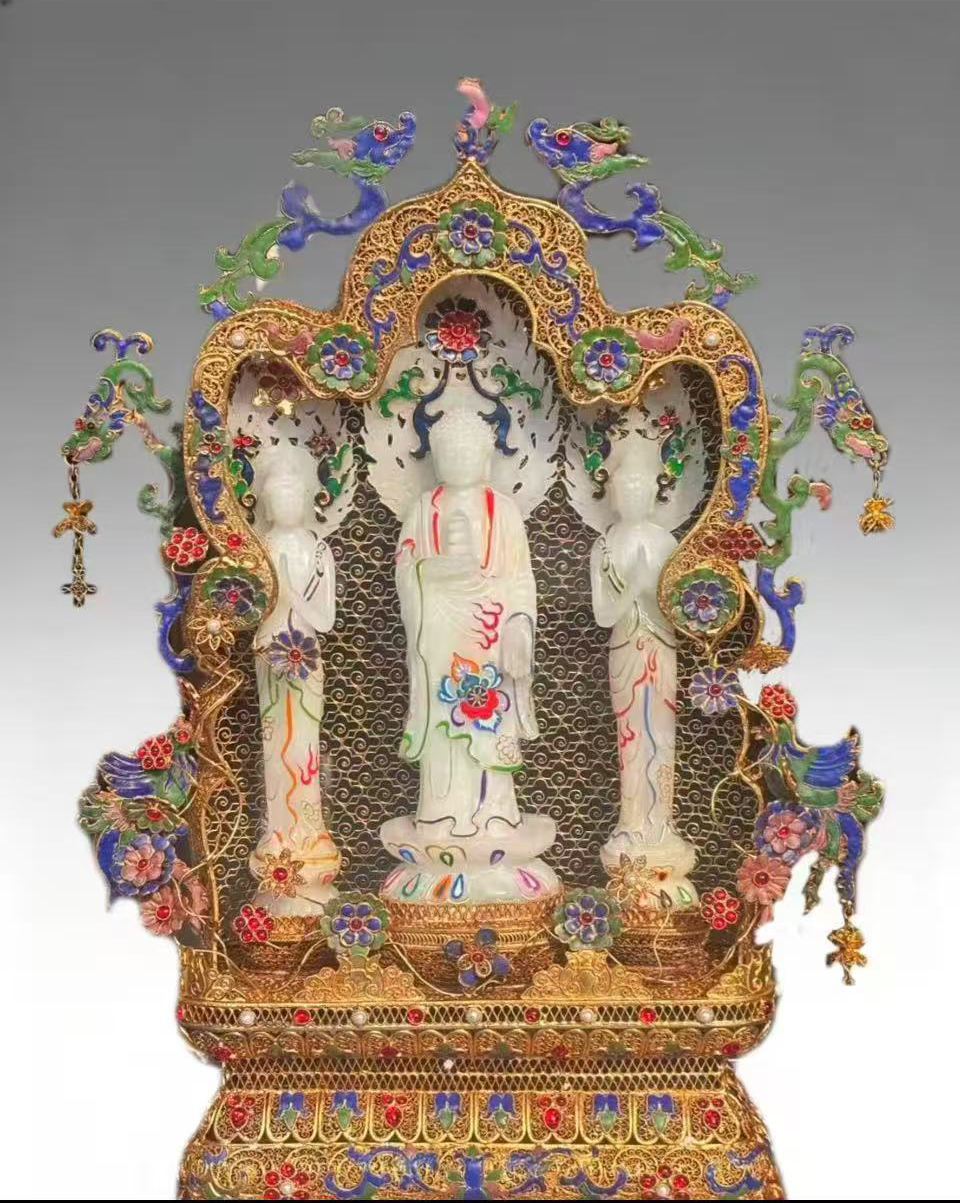 金丝珐琅彩三圣摆件AD7797