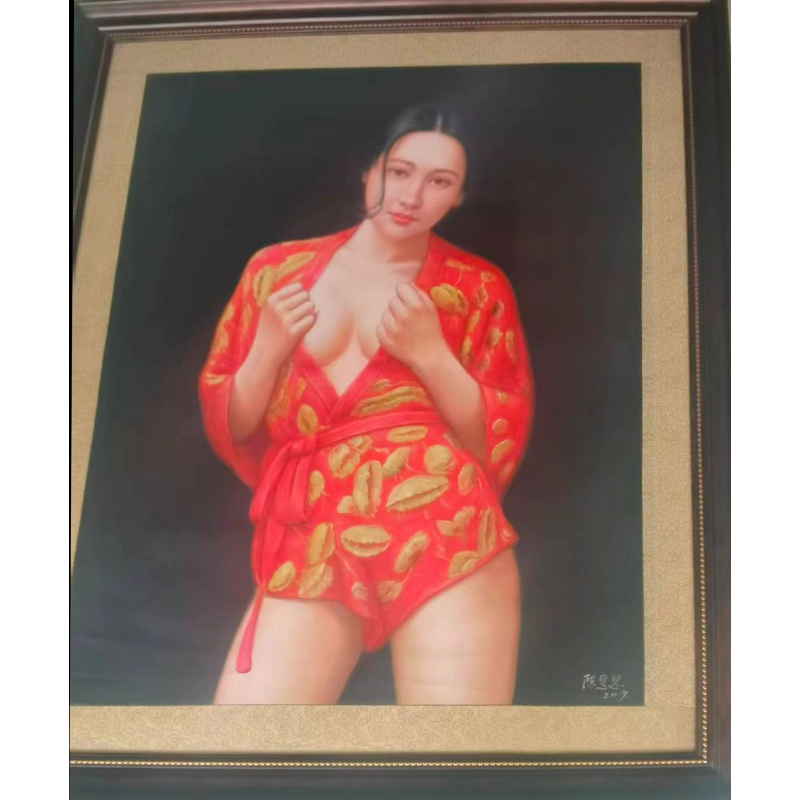 红衣浴袍仕女画AB01823