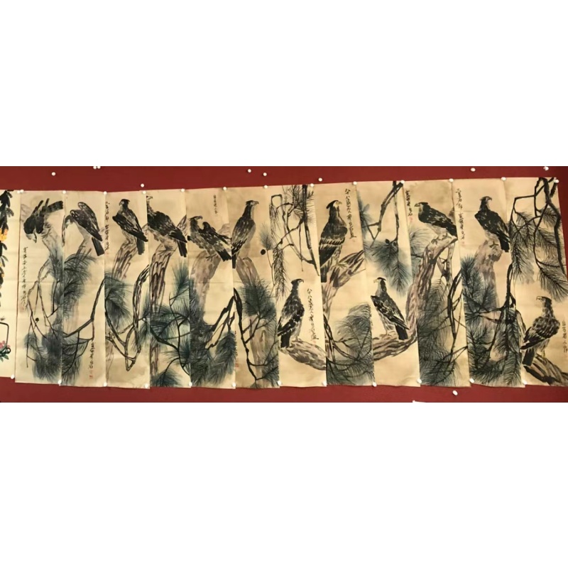 松鹰图通景十二条屏AB01820