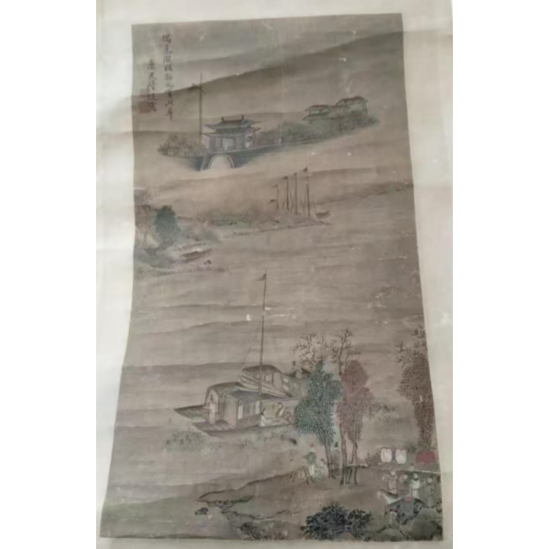 江村元宵行旅图（陆恢款）AD7989