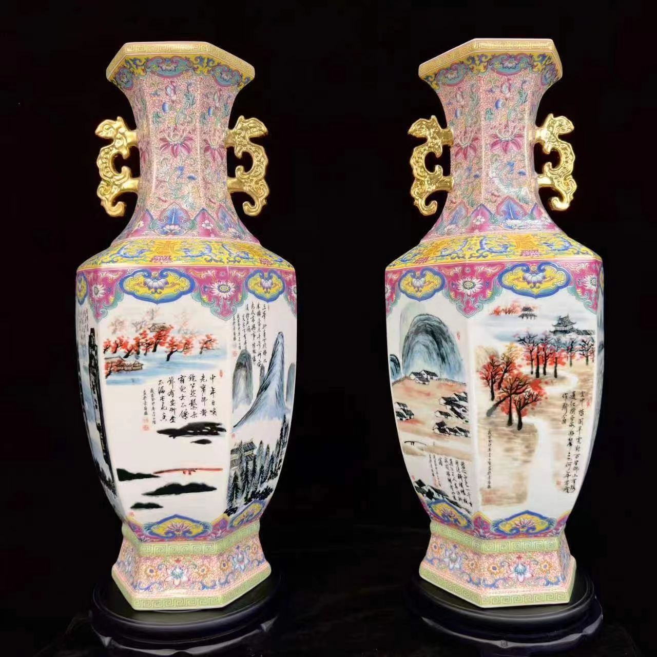 官窑齐白石十二条屏瓷画（配字画一套）AD8040