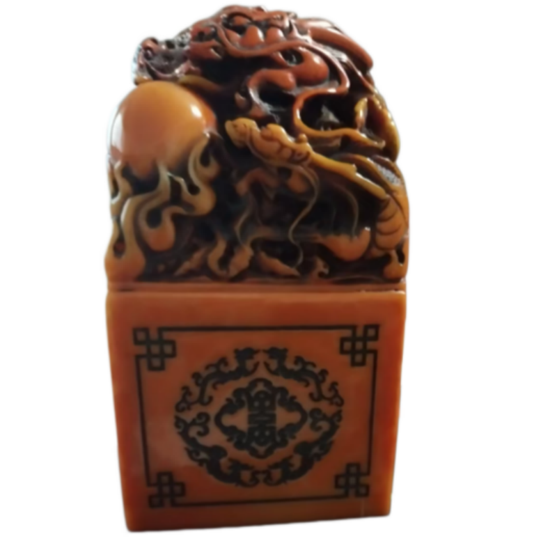 双龙戏珠寿字方章AB3784