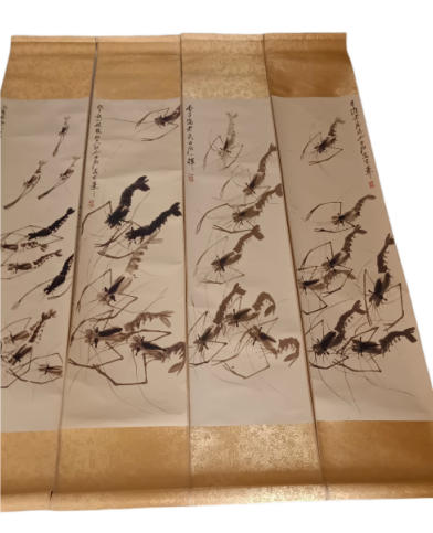 齐白石四条幅虾AD8127