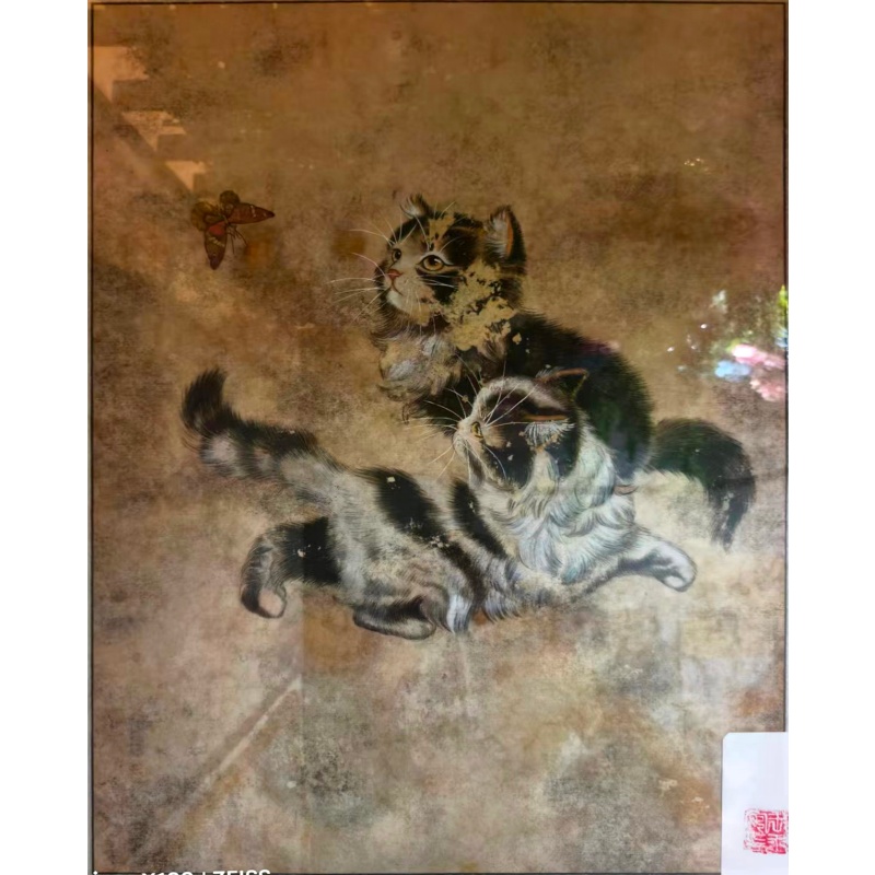 耄耋图（双猫戏蝶）AE1625