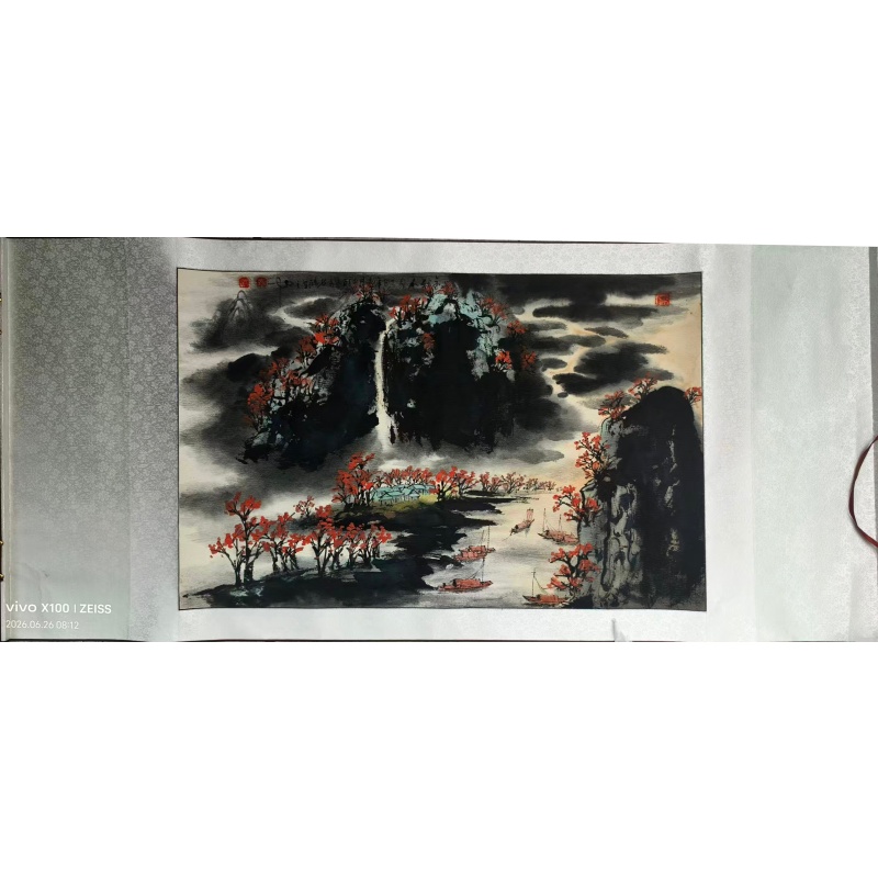 泼彩山水《金秋人家》AE1633
