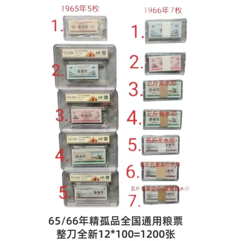 1965年-1966年全国通用粮票大全套共12枚AE1660