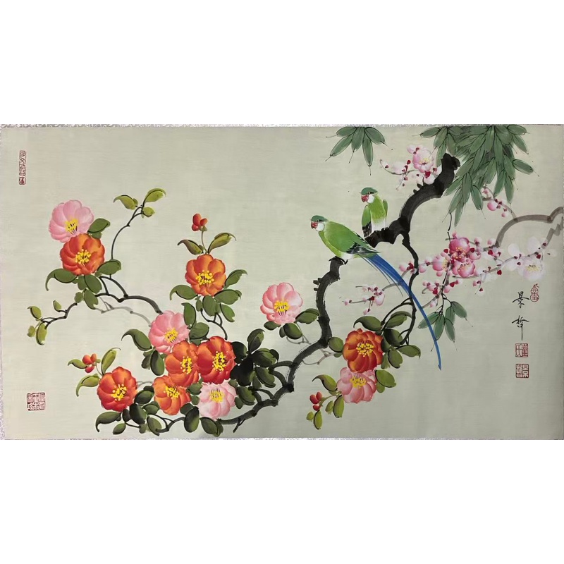 山苯梅花双绶带鸟AE1697