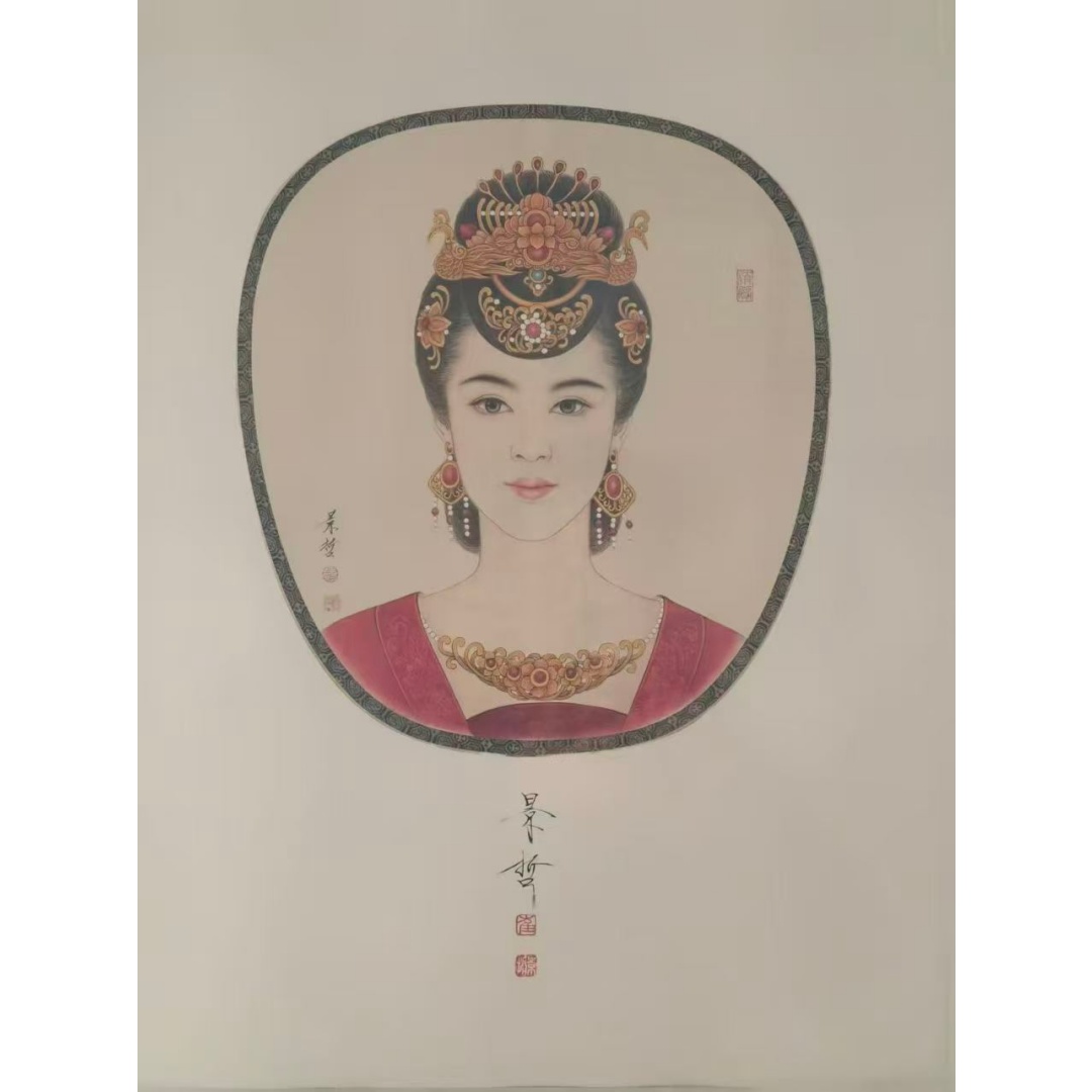 崔景哲 工笔人物团扇AD8281