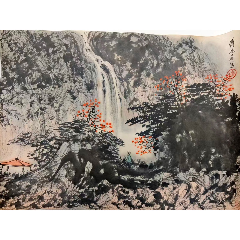 傅抱石 山水观瀑图AD8402