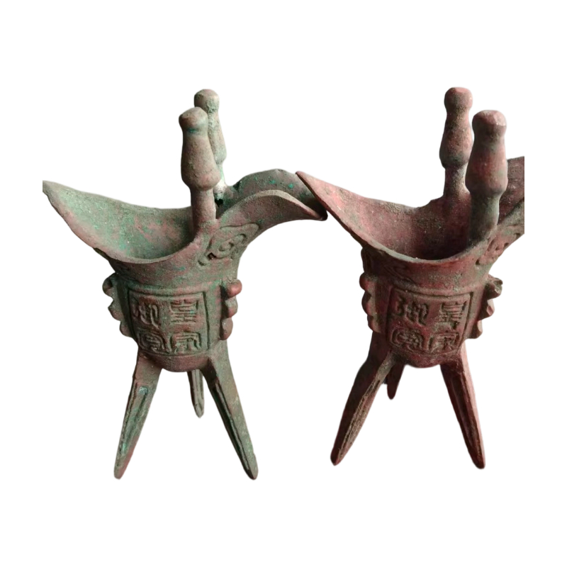 青铜爵杯、三足酒杯一对AC1313