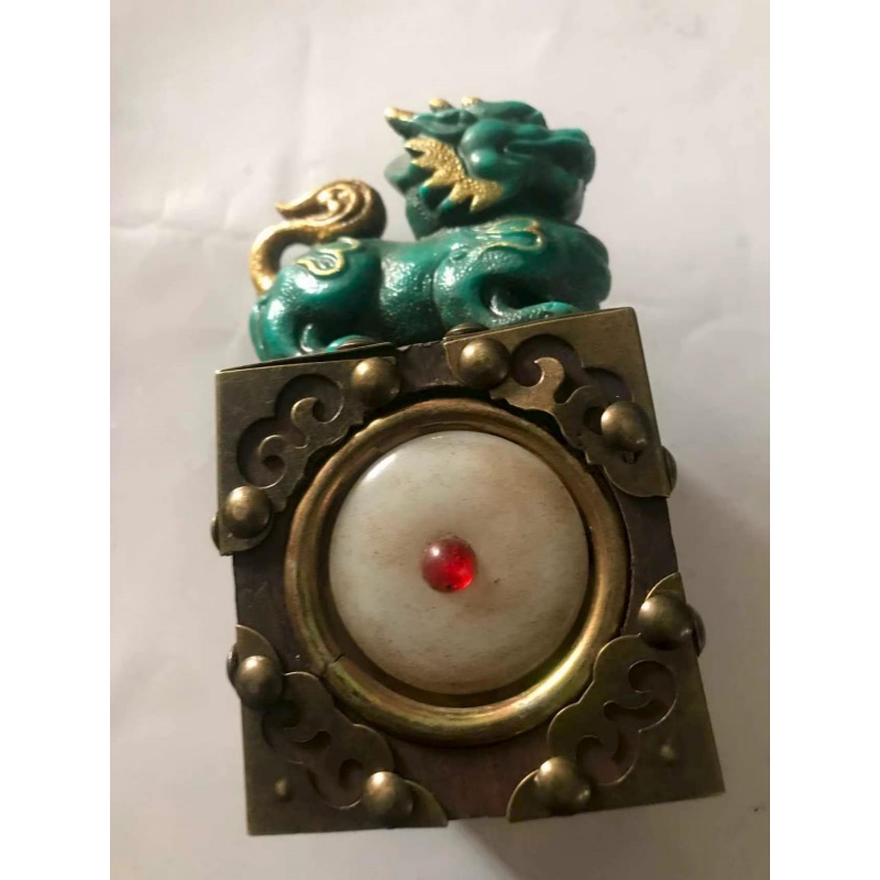 瑞兽镶嵌四方印章摆件AB4050