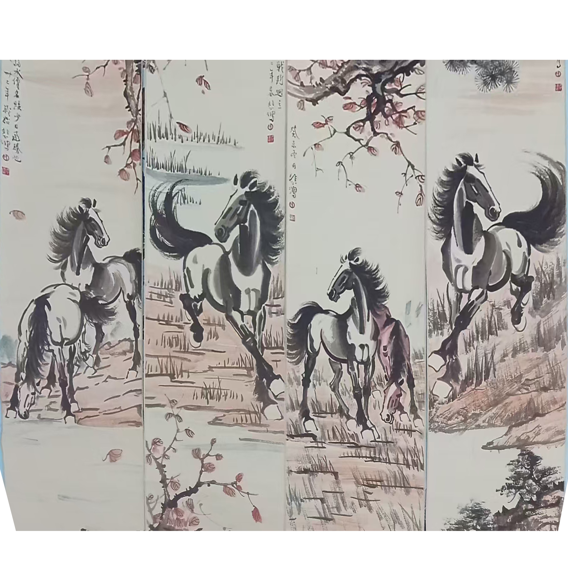 徐悲鸿奔马图四条屏AD8827