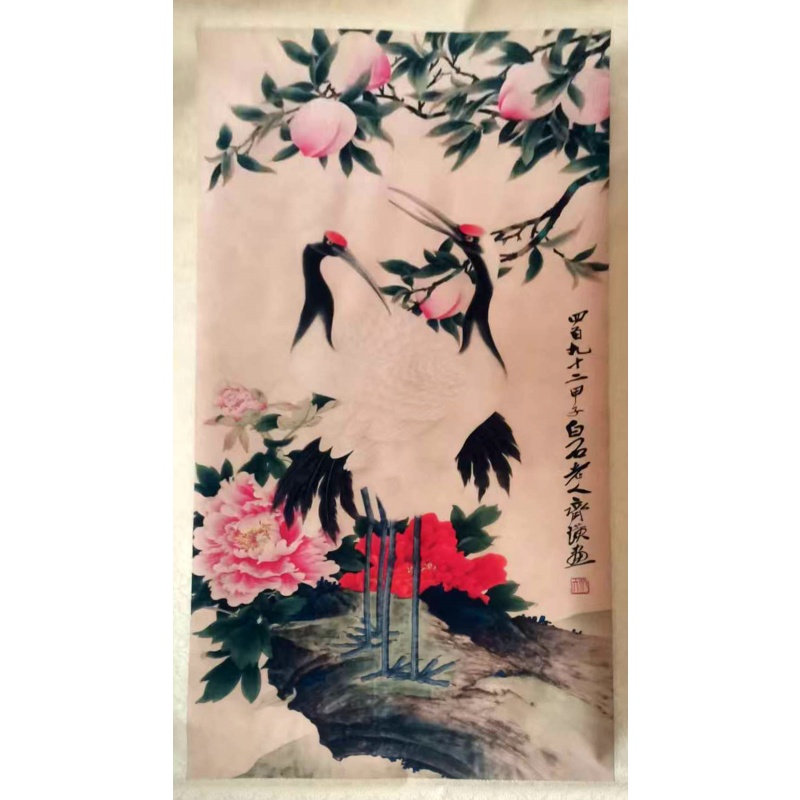 鹤寿牡丹蟠桃图AB4234
