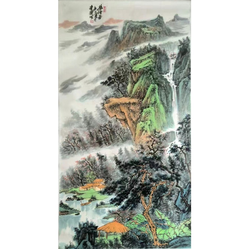 青绿山水立轴国画AB4371