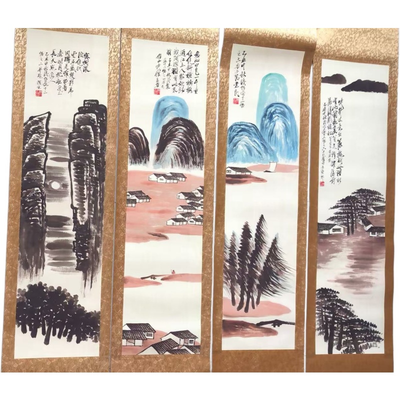 山水四条屏AE2101