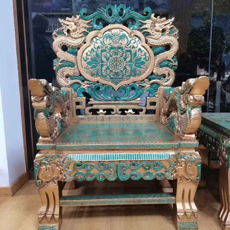 彩绘立体雕龙太师椅AB4720