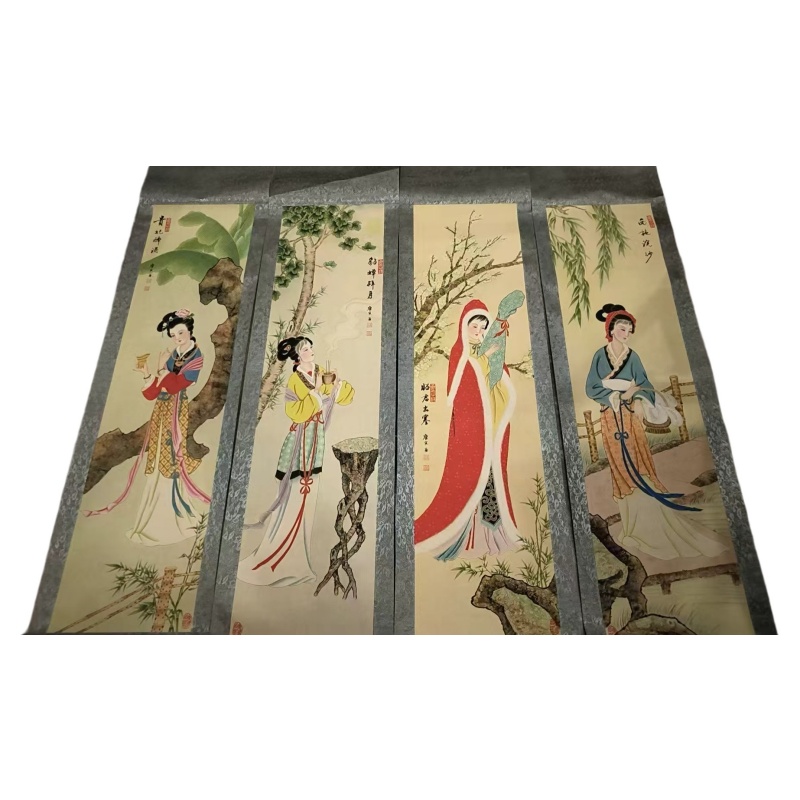 四大美人古典仕女四屏条AB4866