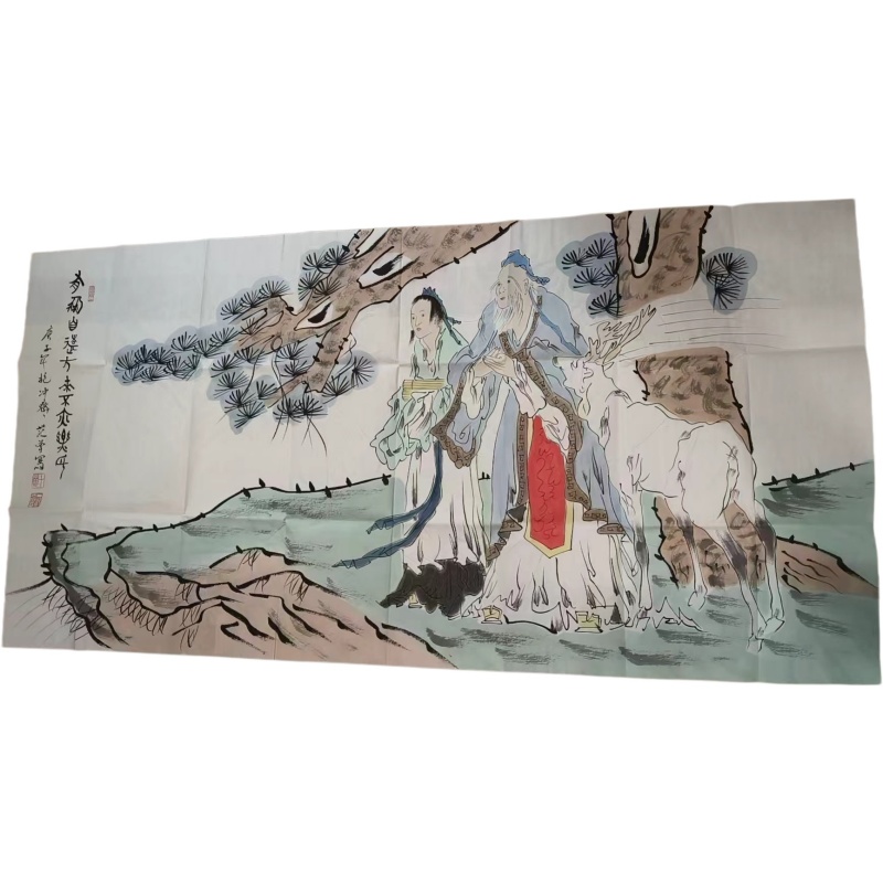 松崖白鹿人物AB4842