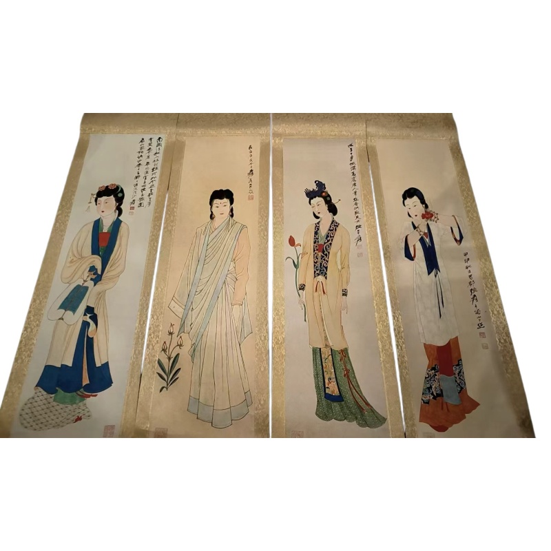 张大千款四美仕女图四屏条AB4868