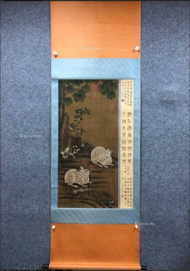 冷枚（清）双兔图（绢本） AB4882
