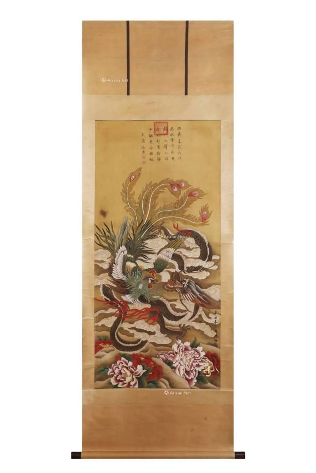 沈铨（清）  龙凤图（绢本）AB4889