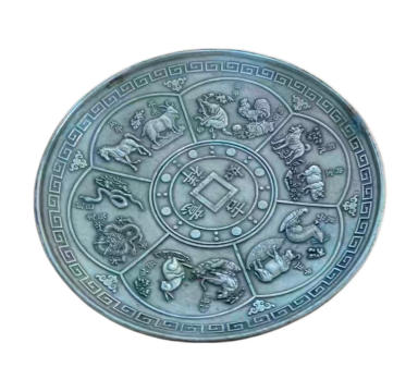 仿古十二生肖吉祥如意铜盘AD9433