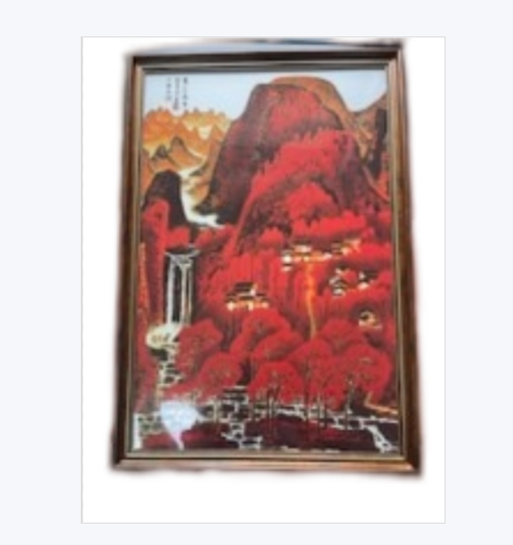 满山红叶山水镜框画AB02036