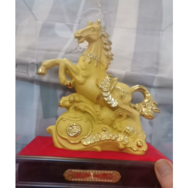 绒沙金马上有钱吉祥如意奔马摆件AB04032