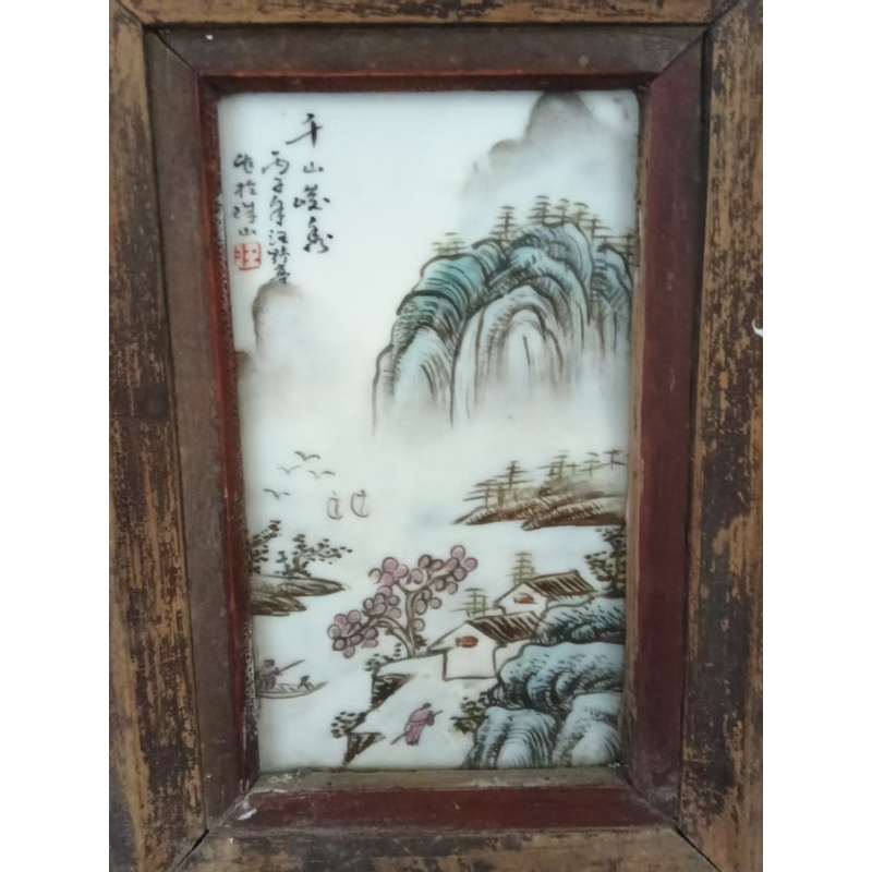 粉彩山水瓷板四条屏AC1784