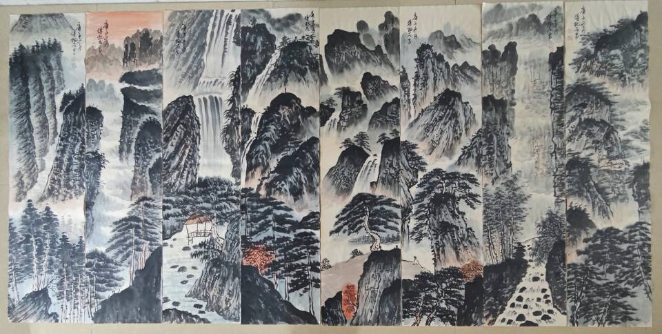傅抱石《山水八条屏》