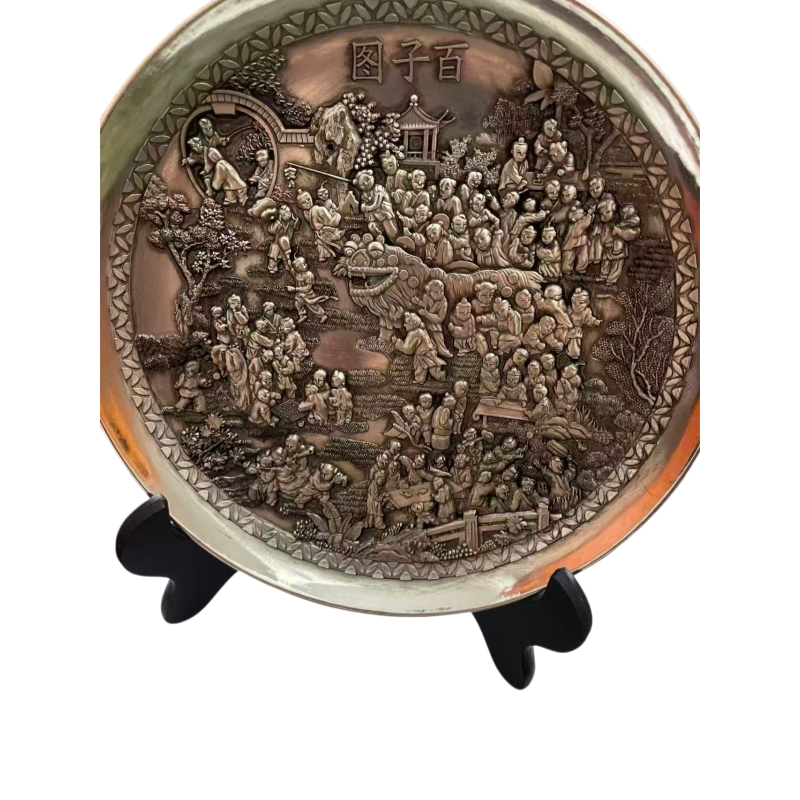 浮雕百子图铜赏盘AC6383