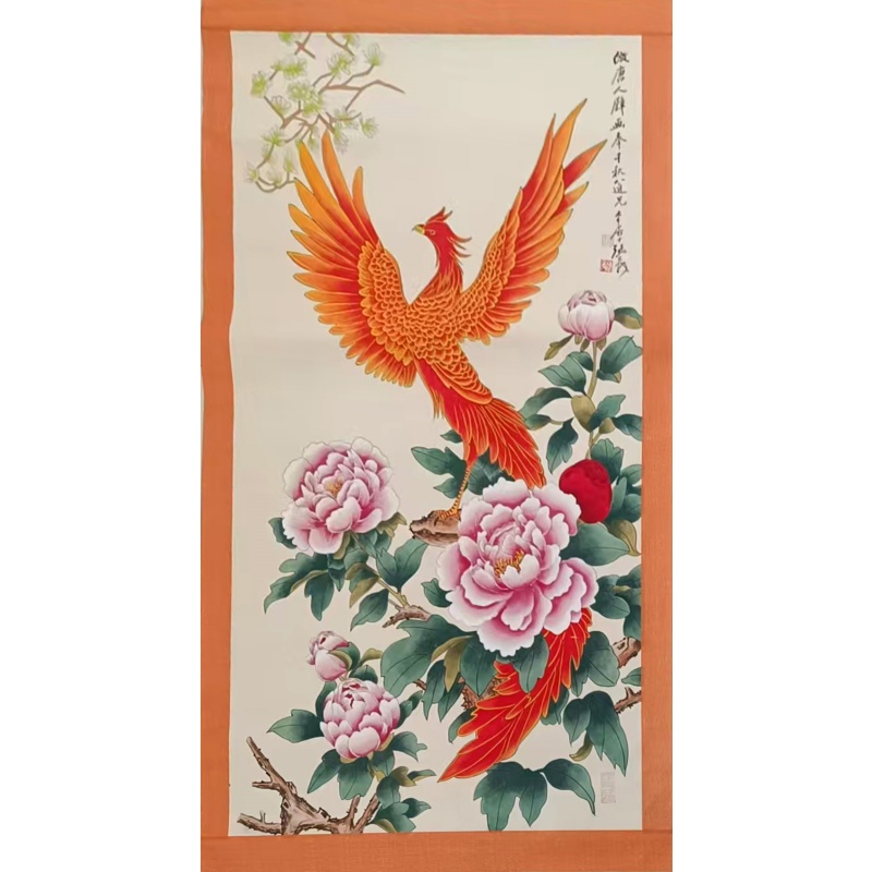 张大千的凤凰牡丹图AK1641