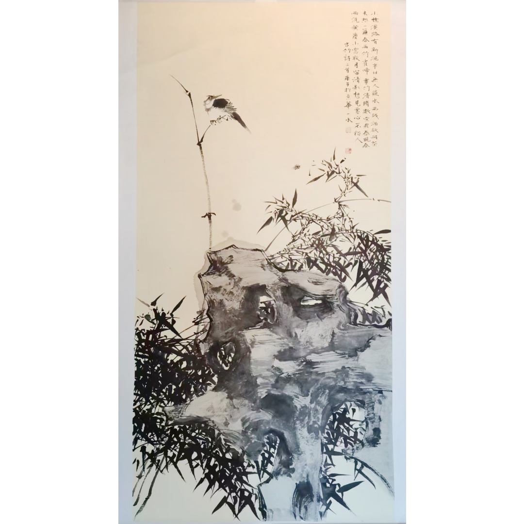 水墨竹花鸟图AD2442