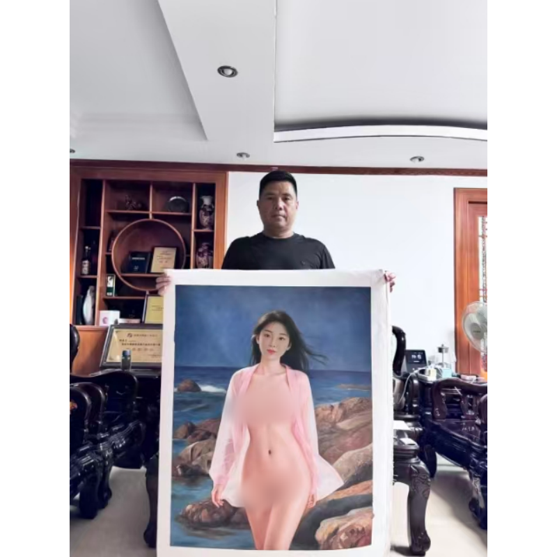 油画大师张嘉应作品听海AC6453