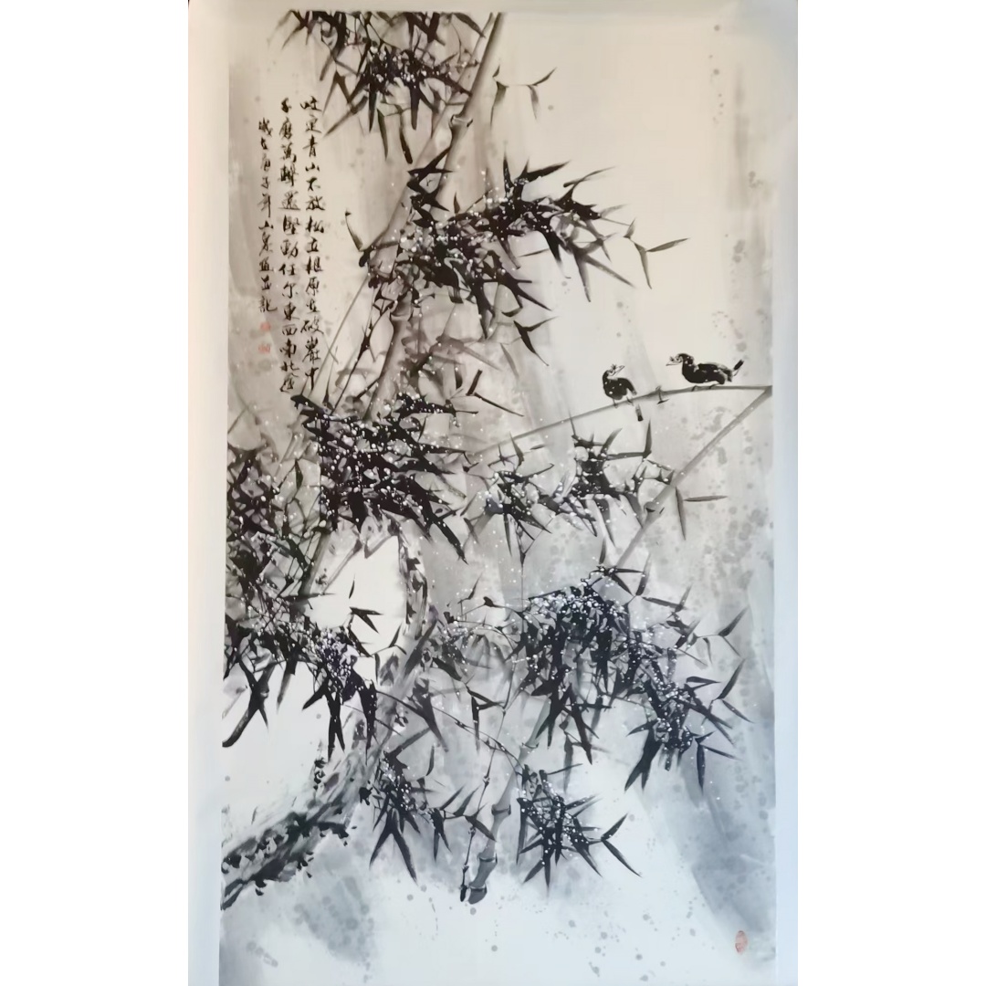 山泉墨竹花鸟图AD2435