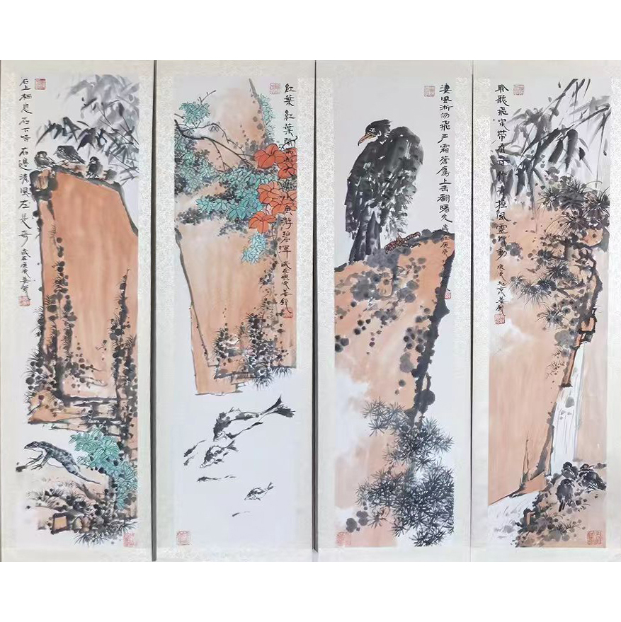 姜锐花鸟四条屏AD2440
